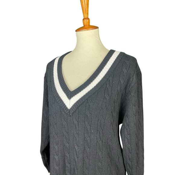 J for Justify Black Sweater Dress Women 1X V-Neck Cable Knit Preppy Bodycon NWT - Picture 4 of 13